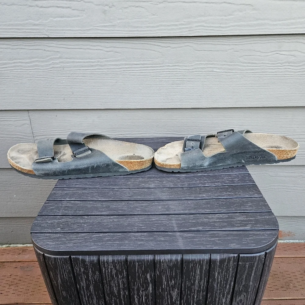 Birkenstock Arizona Sandals Mens Faded Black Leather Shoes EU 46 US 13 - 13.5